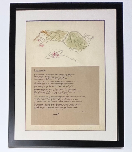 Guillaume Corneille - Constantia, 1948. Dessin illustrant le poème du poète Néerlandais Han G. Hoekstra