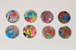 Set of 8 coasters Cat and Bird