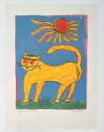 Guillaume Corneille - Lithographie signée : La chat jaune, 1991