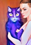 Denis Mihai - Dame au chat violet