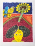 Guillaume Corneille - Lithographie signée : Le Tournesol, Hommage à Van Gogh