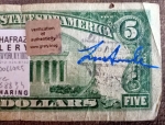 Andy Warhol - Keith Haring - Andy Warhol 5 dollar en Lucio Amelio gesigneerd met COA (#0760)