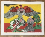 Guillaume Corneille - Chat, Fleur et Oiseau A.O. 30/45