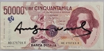 Andy Warhol – 50.000 lire banknote signed