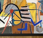 Guillaume Corneille - Enframed! Terragraphy signed on canvas L'orchestre de Jazz, hommage à Charlie Parker - Cobra