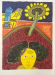 Guillaume Corneille - Lithographie signée : Le Tournesol, Hommage à Van Gogh