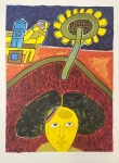 Guillaume Corneille - Lithographie signée : Le Tournesol, Hommage à Van Gogh
