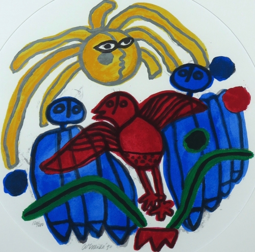Guillaume Corneille - Loiseau rouge et soleil