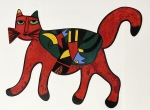 Metal sculpture The Red Cat