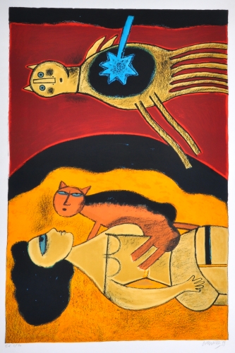 Guillaume Corneille - Corneille - La reine de sable - litho - 105x75 cm - 1999