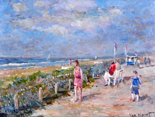 Arie-Kees van Noort - Zandvoort - Oil on panel - Signed - 30x45 cm