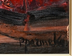 Paul Permeke - Slaapkamer in Roodtinten - Olie op doek - 40x50 cm