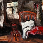 Paul Permeke - Slaapkamer in Roodtinten - Olie op doek - 40x50 cm
