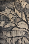 Constant Permeke - Hoeve tussen de bomen met koe - Houtskool en rood krijt