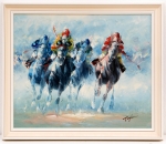 Horse race - oil on canvas