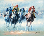 Taylor  - Horse race - oil on canvas
