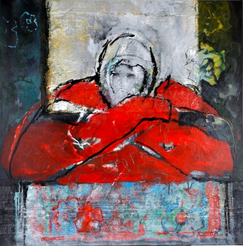 Annette van Roosmalen - Thinking - oil on canvas - 90x90