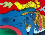 Guillaume Corneille - L'oiseau jaune - lithograph - framed