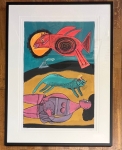 Guillaume Corneille - Large framed lithograph  Large desert bird 1999 E/A