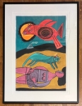 Guillaume Corneille - Large framed lithograph  Large desert bird 1999 E/A