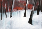 Stéphane Le Maou  - Forêt rouge - acryl op doek - 50x70 cm - 2008