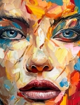 Loïc Tuhal - Visage - Olie op doek - 100x100 cm