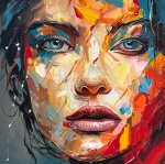 Loïc Tuhal - Visage - Olie op doek - 100x100 cm