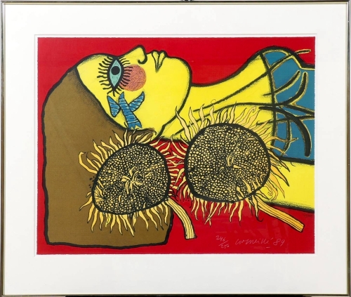 Guillaume Corneille - L'oiseau jaune - lithograph - framed