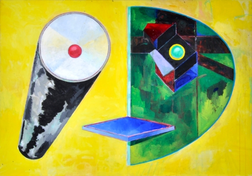Bob Lens - Masker Espace - olie op doek - 140x200 cm