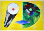 Bob Lens - Masker Espace - olie op doek - 140x200 cm
