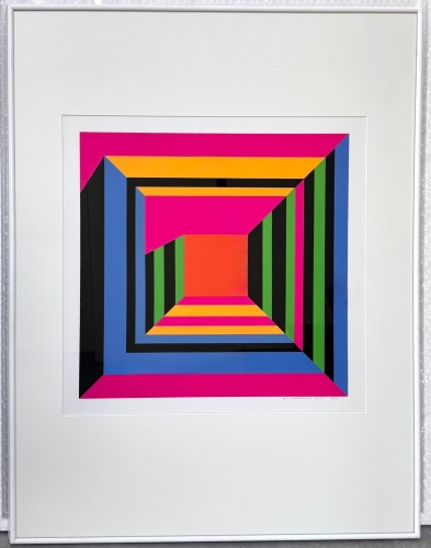 Guy Vandenbranden - Geometrisch abstract - zeefdruk - ingelijst - 1973
