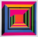 Guy Vandenbranden - Geometrisch abstract - zeefdruk - ingelijst - 1973