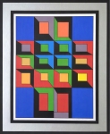 Guy Vandenbranden - Geometrisch abstract - zeefdruk - ingelijst - 1973