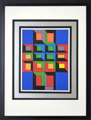 Guy Vandenbranden - Geometrisch abstract - zeefdruk - ingelijst - 1973