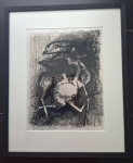 abstracte compositie met vogel