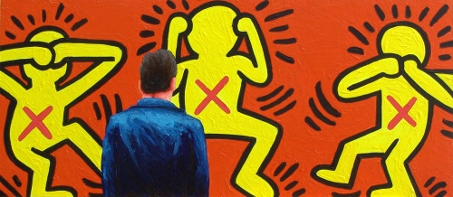 Gerard Boersma - Ignorance Is Fear (Self-portrait with Keith Haring painting)