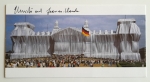 Christo Javacheff - Wrapped Reichstag - art card XXL  hand signed  incl. large piece of fabric