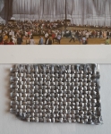 Christo Javacheff - Wrapped Reichstag - art card XXL  hand signed  incl. large piece of fabric