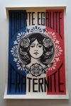 Shepard Fairey - Freedom Equality Fraternity  handsigned offsetlithograph