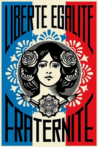 Shepard Fairey - Freedom Equality Fraternity  handsigned offsetlithograph
