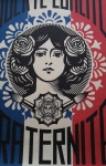 Shepard Fairey - Freedom Equality Fraternity  handsigned offsetlithograph