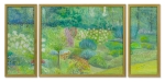 Triptych The walk through the overgrown garden