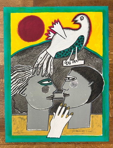 Guillaume Corneille - Ondertekend; Lithografie van liefdevol paar, Antwerpen