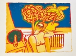 Lithographie signée : Jeune femme à la fenêtre E/A
