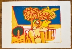 Guillaume Corneille - Lithographie signée : Jeune femme à la fenêtre E/A