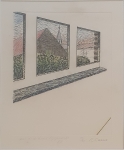 Window view with Machelen Church. - unique work