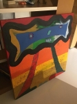Unique early abstract acrylic on canvas. Belgian artist d Haese