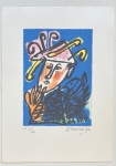Guillaume Corneille - Signée; Lithographie Le Clown et l'oiseau
