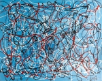 Black and Red on Blue