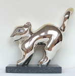 Verzilverd bronzen beeld De Kleine Kat